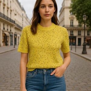 Zara Sequin short sleeve sweater